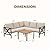 MELLCOM 6 Pieces Patio Furniture Sets, L-Shaped Patio Conversation Sets Metal Outdoor Sectional Sofa with Fauxwood Coffee Table & 6.5" Olefin Cushions for Backyard, Garden, Poolside
