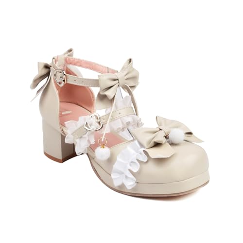 Cute Lolita Pumps for Women Mary Jane Bow Shoes Ankles Block Heel JK Sweet Sandals Goth Emo Rave Parties Rave Y2K Kawaii Elegant Dressy Fashion Trendy Shoes Back to School Spring Summer Fall Outdoors3