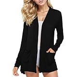 [Foreted] ロングカーディガン レディース 春 秋冬 柔らか きれいめ トップス 羽織り ジャケット おしゃれ アウター 長袖 カジュアル セーター 可愛い 着痩せ カーディガン ニット 前開き オフィス お出掛け デート 普段着(#01D-ブラック,2XL)