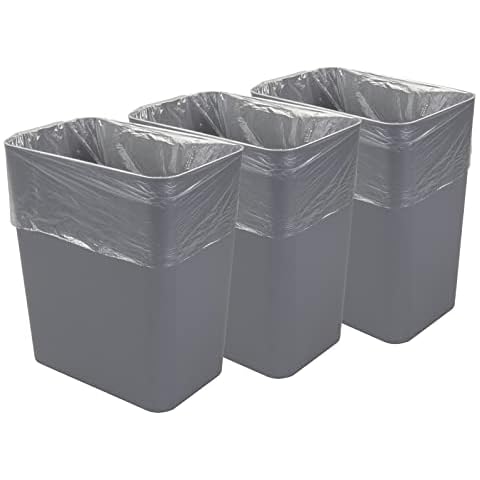 Qskely 3-Pack 4.5 Gallon Plastic Trash Can, Garbage Can, Gray Cover