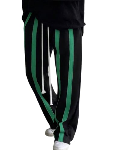 ZAFUL Mens Casual Baggy Sweatpants Drawstring Loose Fit Workout Joggers Straight Leg Striped Sweat Pants with Pockets
