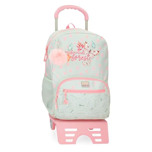 MOVOM Enchanted forest Mochila Escolar con Carro Verde 31x42x13 cms Poliéster 16,93L