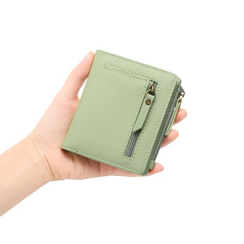 Image of GOIACII Small Women's Wallet Compact Bifold Credit Card Holder Mini Ladies Purse with 2 Zipper Coin Pockets