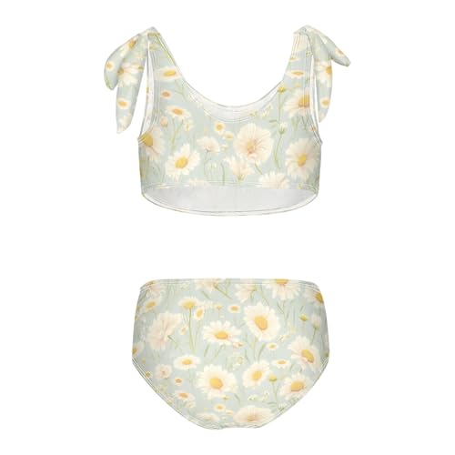 KLL Delicate Daisy Print Girls 2 Piece Bikini Set Quick-Dry Swimsuits Swimming Suits Adjustable Shoulder Strap2