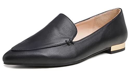 Image of FEVERSOLE Women's Loafer Flat Pointed Deco Low Heel Fashion Slip On Dress Driving Office Shoes