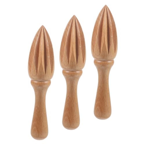 MOTHNUR 3pcs ?木無塗装手動レモンジューサー 無塗装天然木製シトラスジューサー 対応高搾汁果実絞り器 家料理 パーティー 休日用