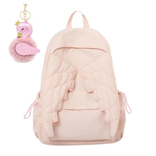 Mochila de nailon con diseño de ala para salidas urbanas de mujer