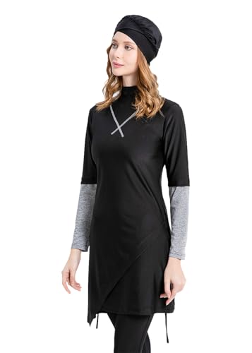 Modest Burkini Swimsuits for Women Muslim Hijab Swimwear Islamic Full Body Bathing Suit 3Pcs Arabic Swimming Cloth4