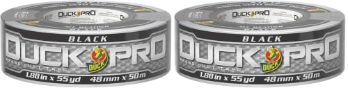 Image of Duck Pro Heavy Duty Duct Tape for Long Lasting Repairs, 2 inch Wide (1.88 in x 55 Yds) Performance Grade Tape with Waterproof Backing, Black, 1 Roll (Pack of 2)