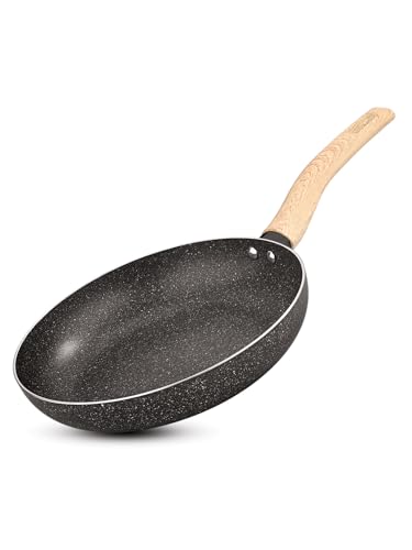 BERGNER Earth Black Non-Stick 24 cm Frypan, 2.2 L Frying Pan with Wooden Finish Soft Touch Handle, 2.5mm Thickness, Consumes Less Oil, Even Heat Distribution, Induction Bottom and Gas Ready - Black (B0D33PCPS1) Amazon Price History, Amazon Price Tracker