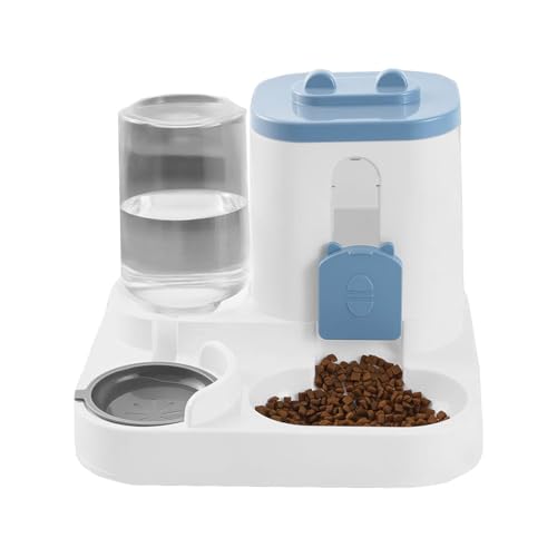 Distributore automatico per cani, 27 x 23 x 27 cm, dispenser per crocchette e gatti, automatico, 2200 ml e acqua, 800 ml, per cani e gatti piccoli e