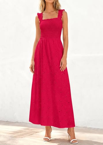 Image of KIRUNDO Summer Lace Dress for Women Eyelet Maxi Sundress