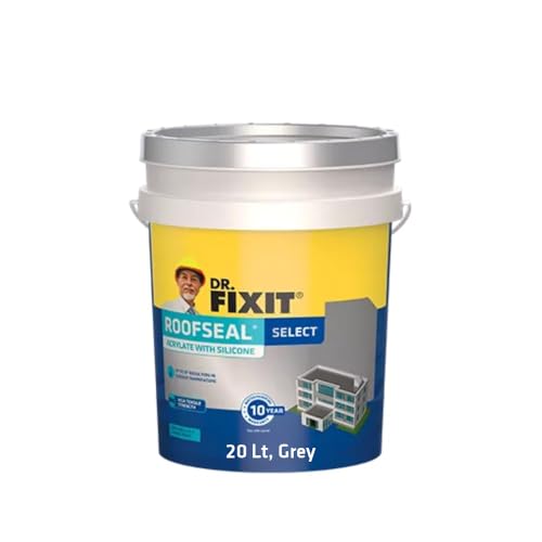 Image of Dr. Fixit Roofseal Select: Reliable, high performance & heavy duty three layer terrace waterproof coating with 7 years warranty, 20L, Grey