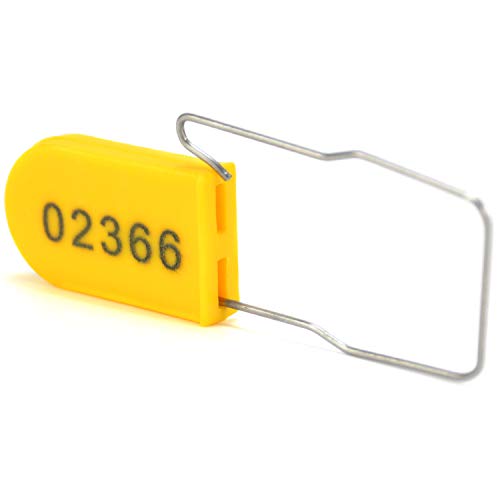 Image of Plastic Wire Padlocks Numbered Security Seal Plastic Padlock Electric Meter Seals Disposable Anti-Tamper Locks (Yellow, 500 PCS)