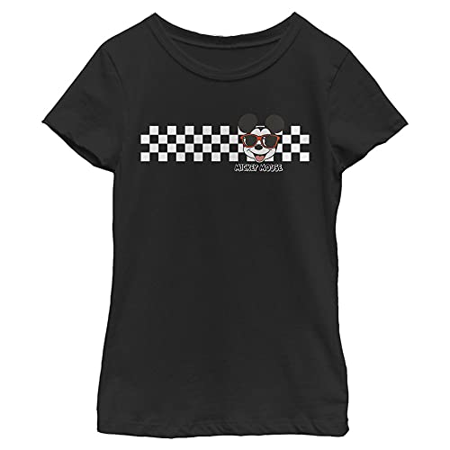 T-shirt Disney fille Mickey noir col rond résistant à finitions soignées