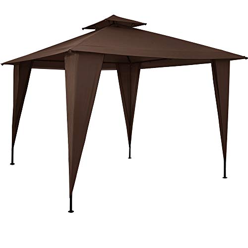 Deuba Pabellón de Jardín cenador Sairee Marrón 3,5x3,5m Carpa para Playa Patio Impermeable para Eventos Fiestas Camping