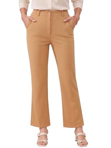 Image of Vogaan Women High Rise High Waist Trousers Flared Korean Style Formal Pants| Elegant Workwear for Office, College & Events