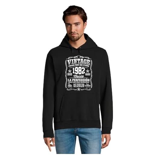 latostadora Sudadera con Capucha 1982 Vintage 40 Cumpleaños 40 Años para Hombre - Negro M - Ref. 7466421-P