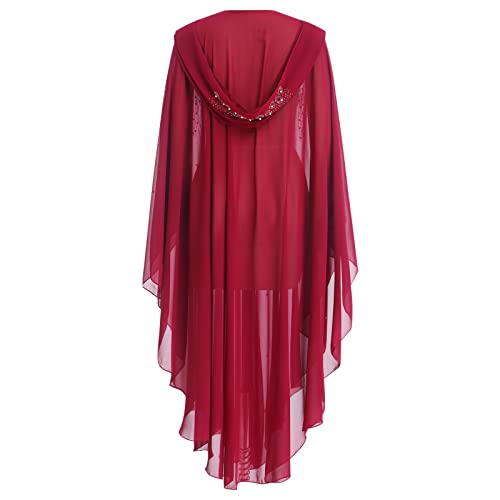 Image of OBEEII Muslim Dress for Women Loose Batwing Sleeved Hooded Beaded Embroidery Long Abaya Dress Kaftan Abayas Islamic Robe