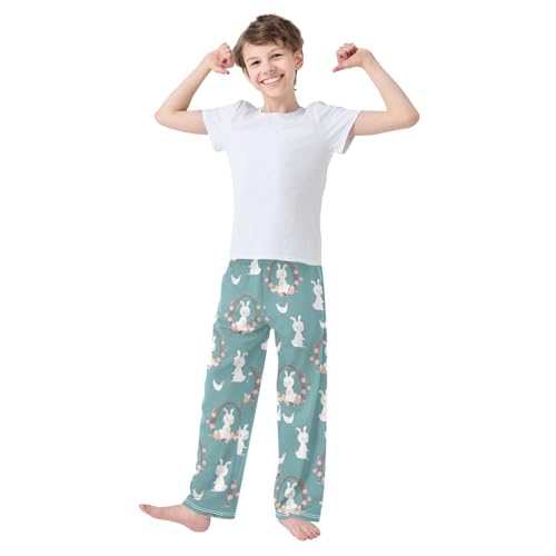 ZZXXB Easter Bunny Rooster Boys Long Pants Soft Trousers Elastic Waist Kids Lounge Bottoms with Pockets S-XL2