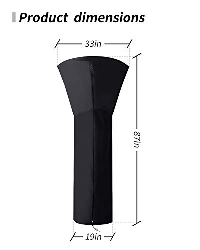 BIERDORF Patio Heater Covers Waterproof with Zipper, 210D Outdoor Heater Cover for Standing Heater, Black - Thumbnail 6