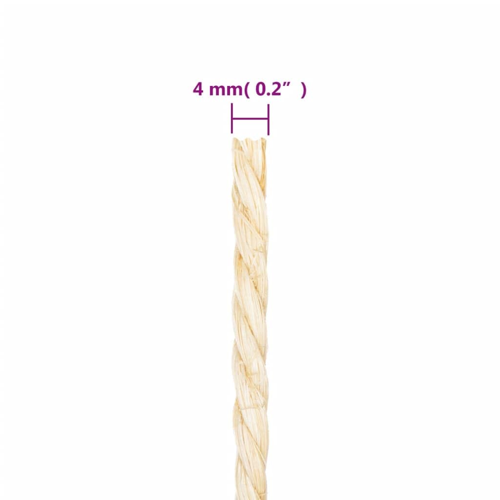 Seil 100% Sisal 4 mm 100 m natürliches wetterfestes Tauwerk für Garten, Haushalt, Outdoor, Camping und Basteln robust reißfest vielseitig einsetzbar