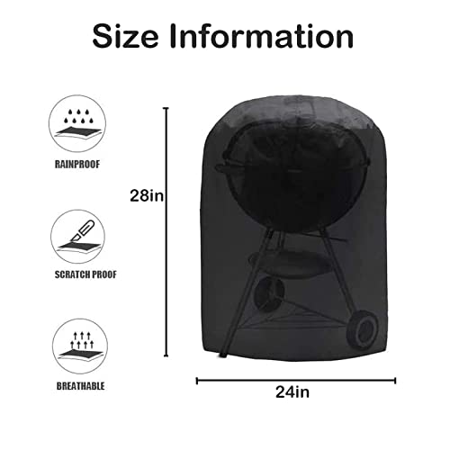 Twopone Charcoal Grill Cover, Bbq Grill Cover For Weber Charcoal Kettle, Heavy Duty Waterproof Outdoor Smoker Cover, Round Grill Cover For Most Charcoal Grill-24 D X 28" H #TOP3