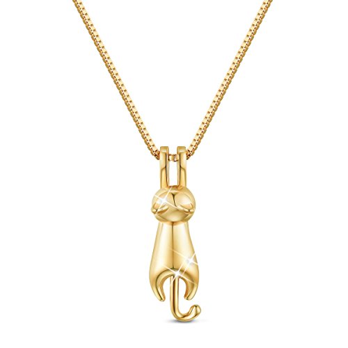 SHEGRACE Femme Simple Collier avec Pendentif Animal Chaton Mignon en Pur 925 Argent Plaqué...