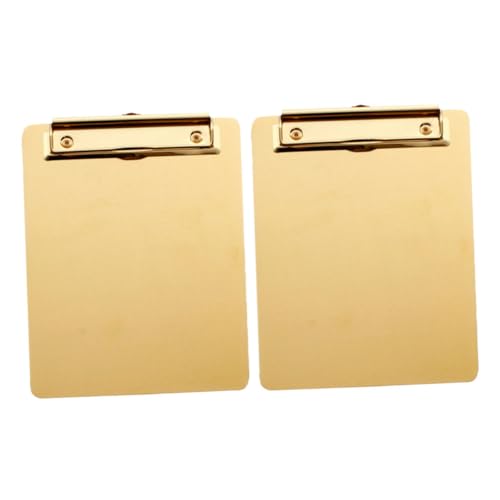 Presse-papiers A5 en acier inoxydable or avec clips portables résistants pour bureau | Lot de 2