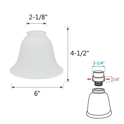 Image of Aspen Creative 23023-4A Transitional Frosted Bell Shape Ceiling Fan Glass Shade.2-1 /8 inchFitter.Size:6 inchD x 4-1 /2 inchH.4Pcs /Pack