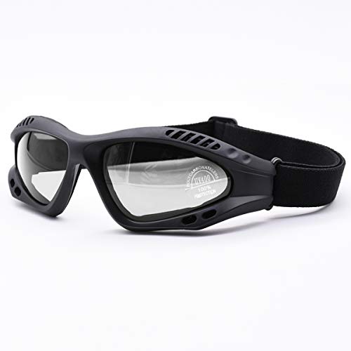 Binboll UV Protective Outdoor Glasses ski Goggles Dust-Proof Protective Combat Goggles Military Sunglasses Outdoor Tactical Goggles to Prevent Particulates and Fog (Transparent)