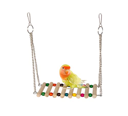 Image of KSK Parrot Swing Bird Toy | Natural Wood Cage Hanging Swing for Small & Medium Birds