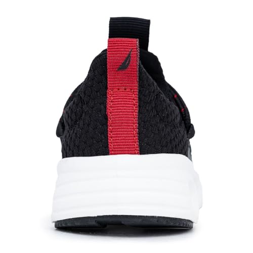 Nautica Boys Running Sneakers – Lightweight Slip-On Athletic Shoes with Bungee Laces and Cloud-Like Sole for Little Kid - Mogan Toddler-Black Red Size-10 - image 3