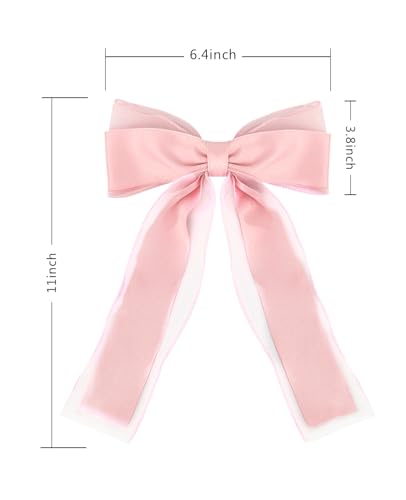 Wecoe 4 piezas moños para cabello para mujeres, clips de cintas transparentes para cabello, accesorios navideños para mujeres y niñas miniatura 5