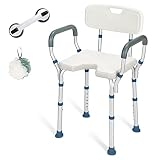 GreenChief Shower Chair with Back and Arms, Bathtub Lift Chair with Handles Removable - Free Assist