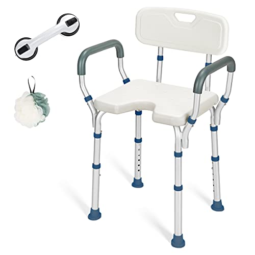 Greenchief Shower Chair With Back And Arms, Bathtub Lift Chair With Handles Removable - Free Assist Grab Bar - Medical Tool Free Shower Cutout Seat For Disabled, Handicap, Seniors & Elderly, 300Lb #TOP2