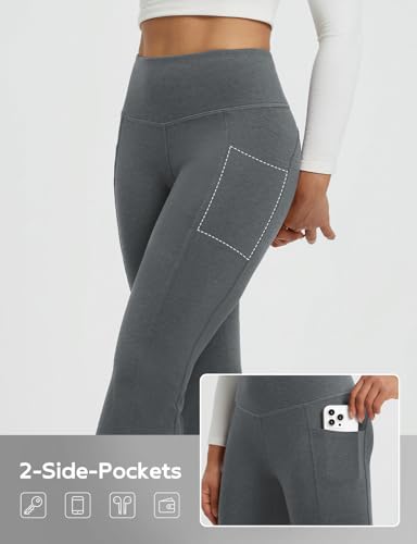 baleaf Fleece Lined Pants Women Heather Flare Leggings Thermal Warm High Waist Winter Yoga Pants with Pockets4