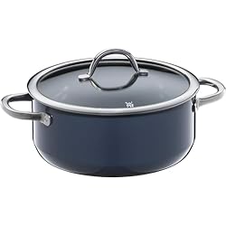Cacerola Fusiontec Wmf WMF Fusiontec Inspire - Cacerola grande (24 cm, tapa de cristal, 4,4 L, cerámica de alta tecnología, resistente a los arañazos, sin revestimiento), color azul oscuro