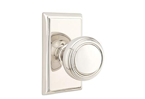 Emtek Privacy Set, Rectangular Rosette, Norwich Knob, Polished Nickel US14