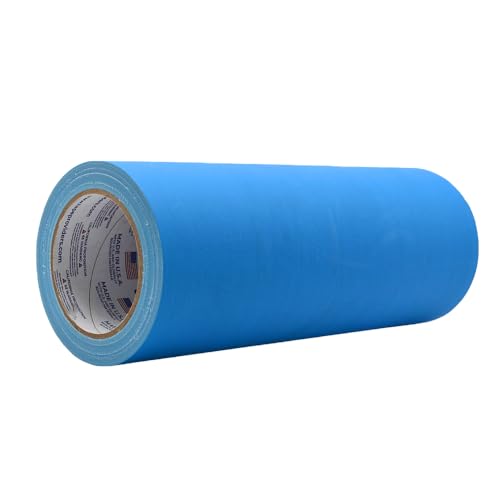 Image of WOD GTC12 Gaffer Tape, Light Blue Low Gloss Finish Film, 12 inch x 60 ft. (Pack of 4) Residue Free, Non Reflective Cloth Fabric, Secure Cords, Water Resistant, Photography, Filming Backdrop