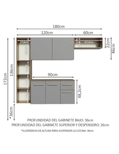 Consejos para Comprar Cocina Integral Gris los preferidos por los clientes. 18 Cocina Integral Gris marca Madesa (3)