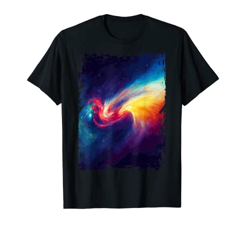 Yellow Space Galaxy Abstract Watercolor Nebula Pattern T-Shirt