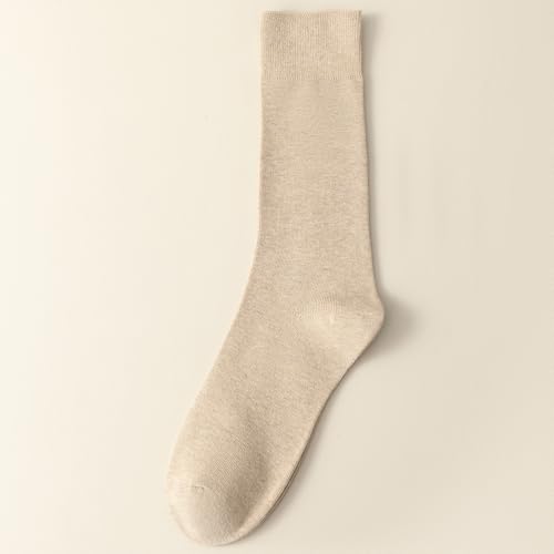 PUJANE Men's Dress Socks 5 Pairs Mens Cotton Calf Business Formal Socks Soft Breathable Athletic Long Crew Casual Socks