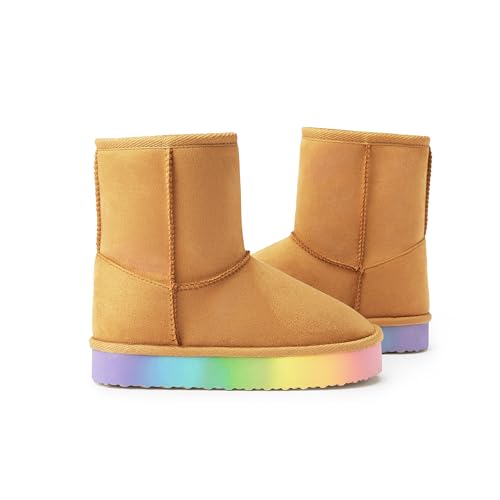 Image of FabKids Girls' Warm Fleece Lined Platform Snow Boots Non-Slip Ankle Winter Boots
