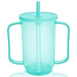 Drinking Cup with Straw for Elderly, Adult Plastic Cup Spill-Proof Sippy Cups with Lid & Handles, Liquid Patient Feeding Cup, Adult Drinking Mug Tumbler for The Elderly Bedridden Patients Disabled
