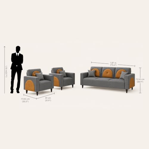 Image of Interio by Godrej Windle 5-Seater Fabric Sofa Set (3+1+1)