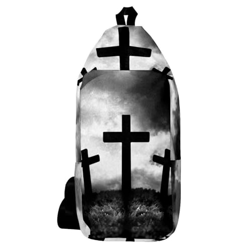 Sac à dos à bandoulière trois croix gothique 16x36cm pour voyage et randonnée