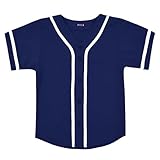 EALER BJK80 Series Kids Baseball Jersey Softball Jersey Button Down Shirts Navy Size 8T