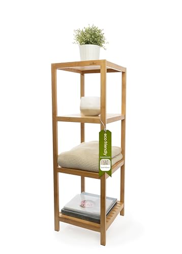 DECOMIL - 4 Tier Standing Bamboo Shelf | Freestanding Bathroom