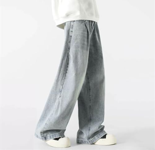 Men’S Vintage Baggy Jeans Mid Waist Denim Pants Streetwear Wide Leg with Zipper Fly and Pockets3